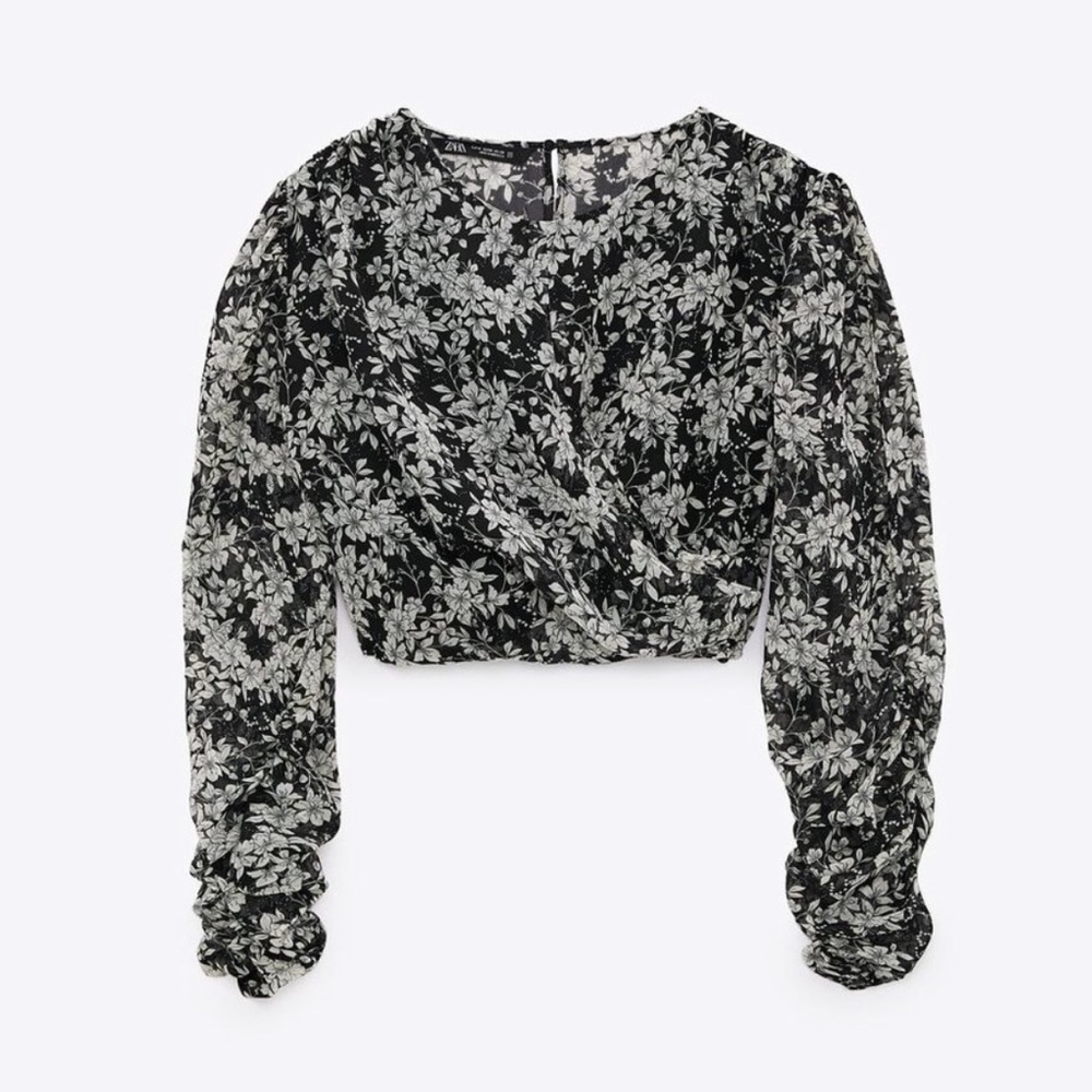 ZARA PRINT CROP BLOUSE